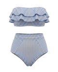 Bikini de Rayas Arcoíris con Cintura Alta