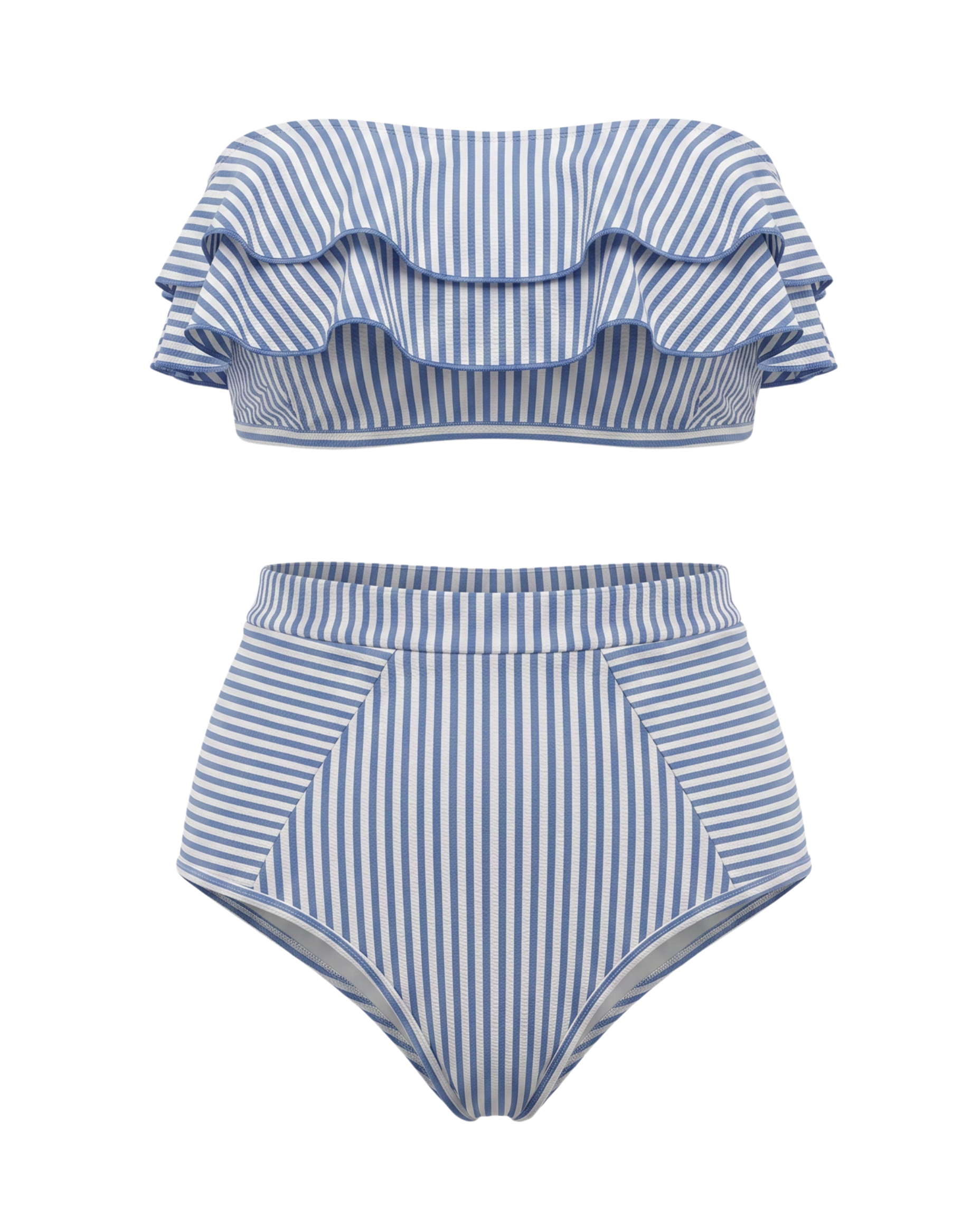Bikini de Rayas Arcoíris con Cintura Alta