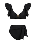 Bikini Negro Dorado con Volantes