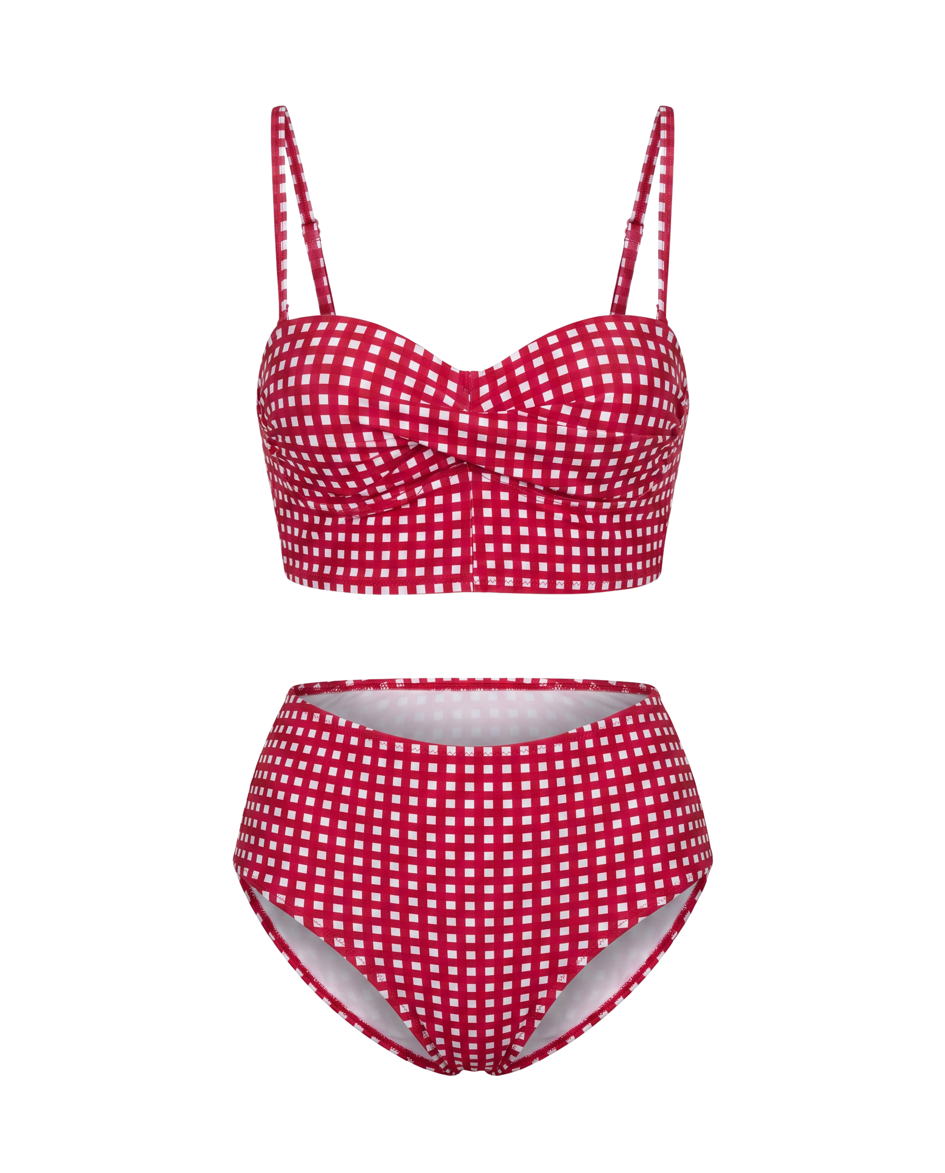 Bikini de Cuadros con Cintura Alta