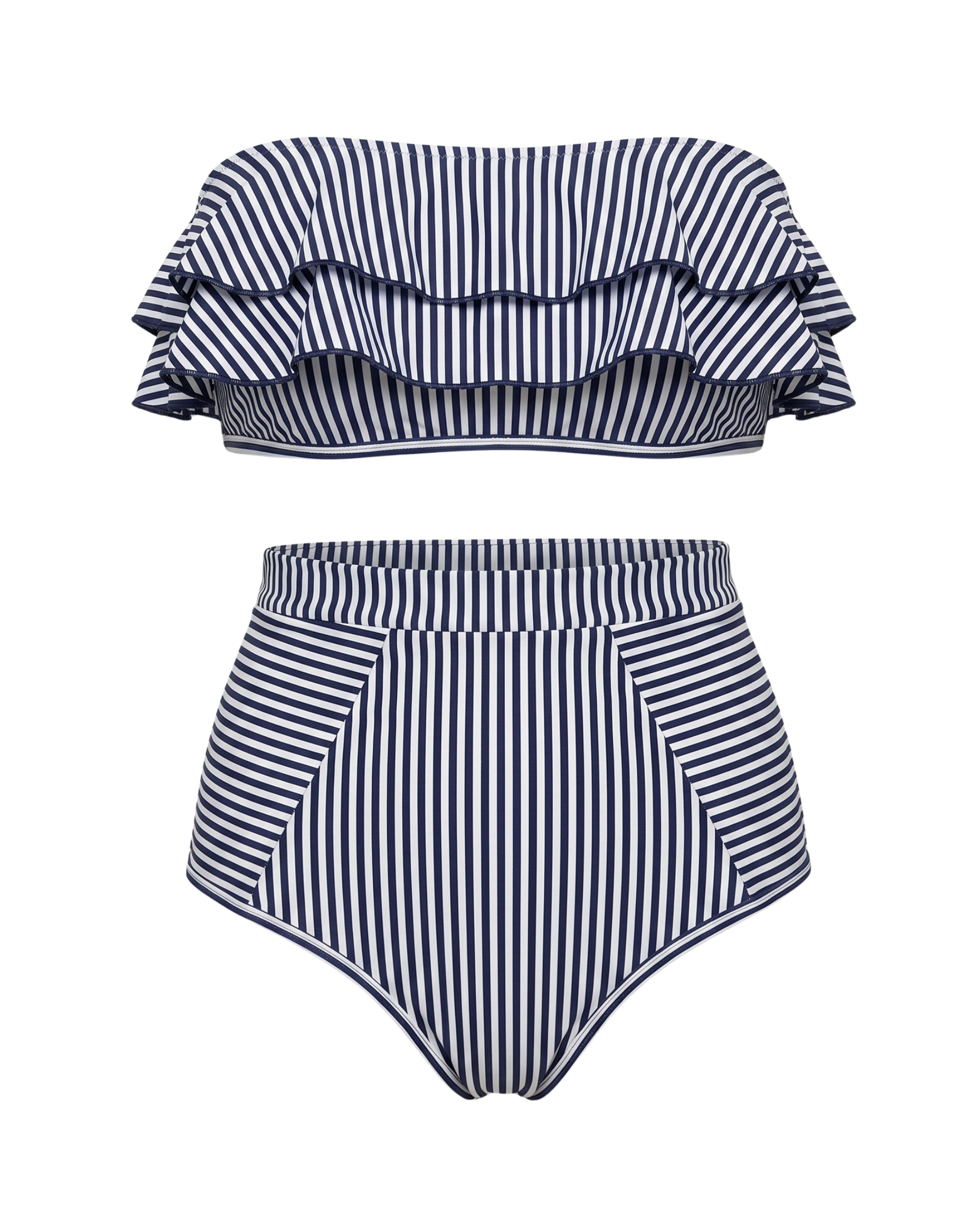 Bikini de Rayas Arcoíris con Cintura Alta