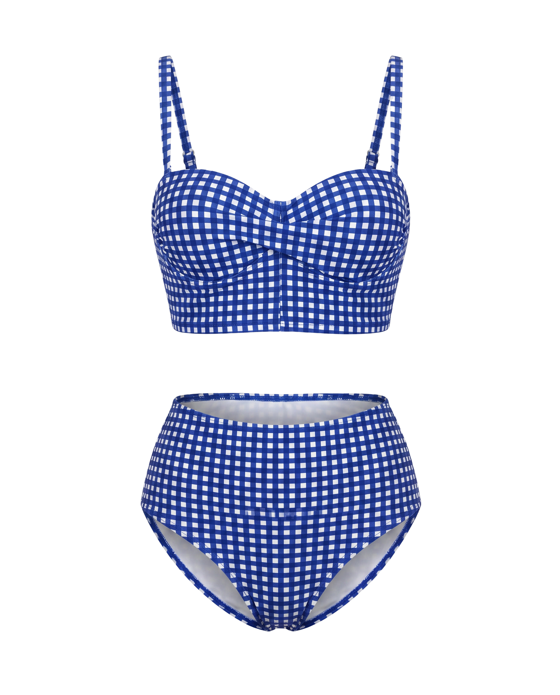 Bikini de Cuadros con Cintura Alta