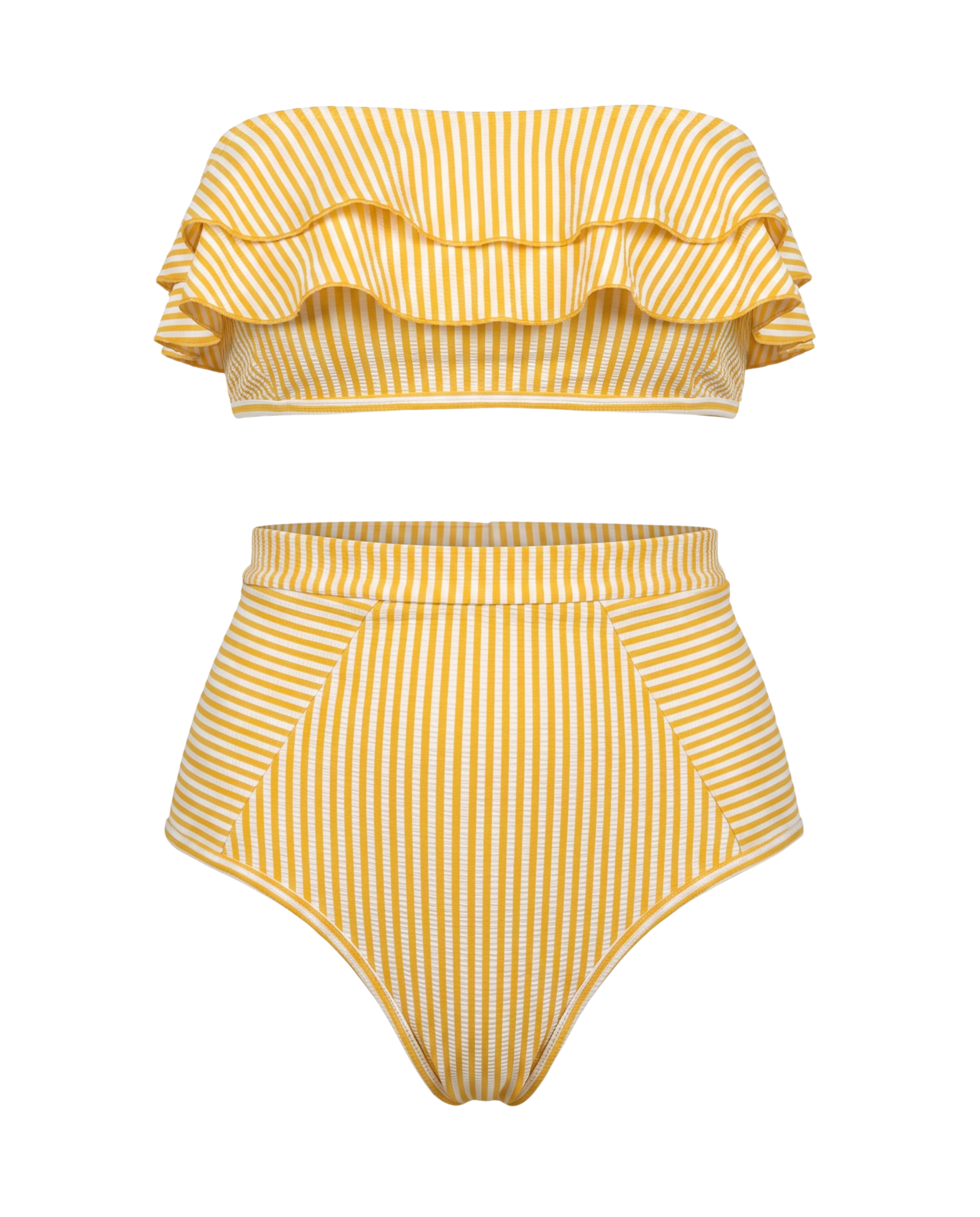 Bikini de Rayas Arcoíris con Cintura Alta