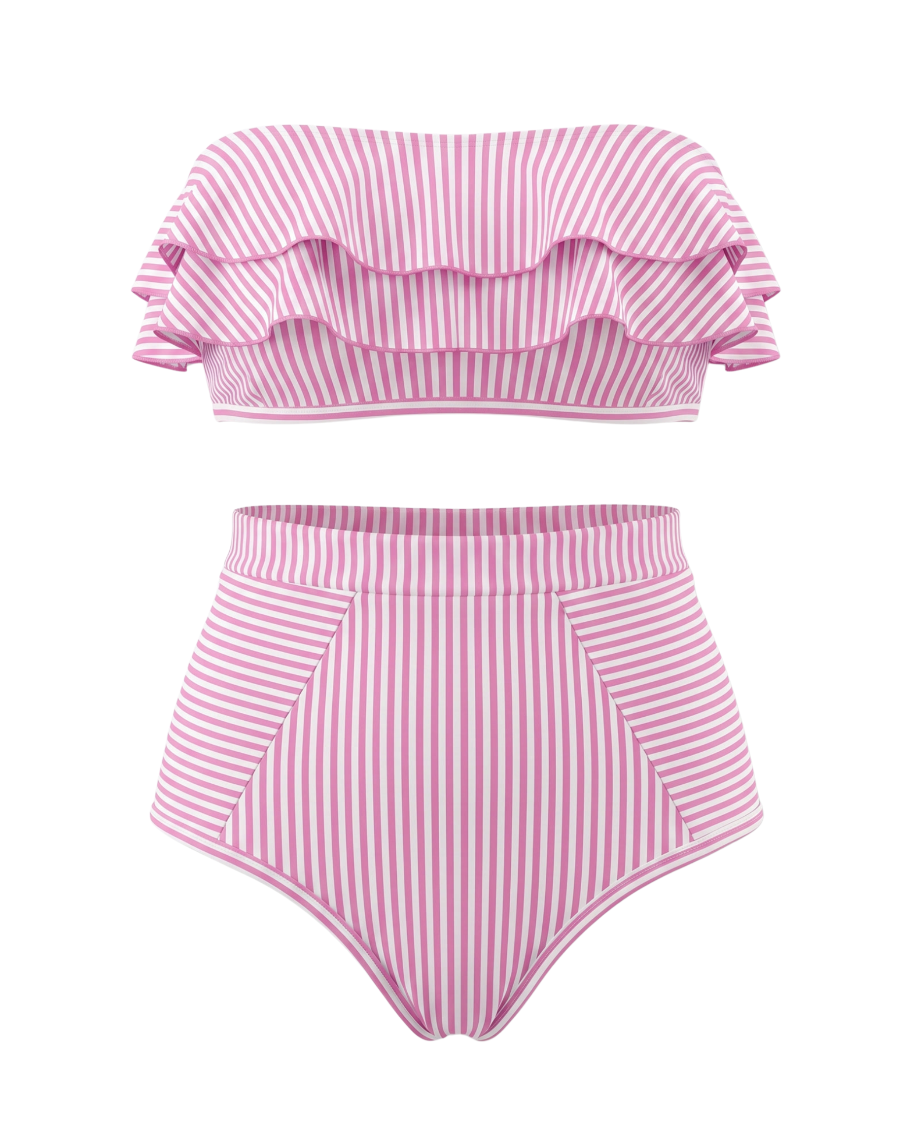 Bikini de Rayas Arcoíris con Cintura Alta