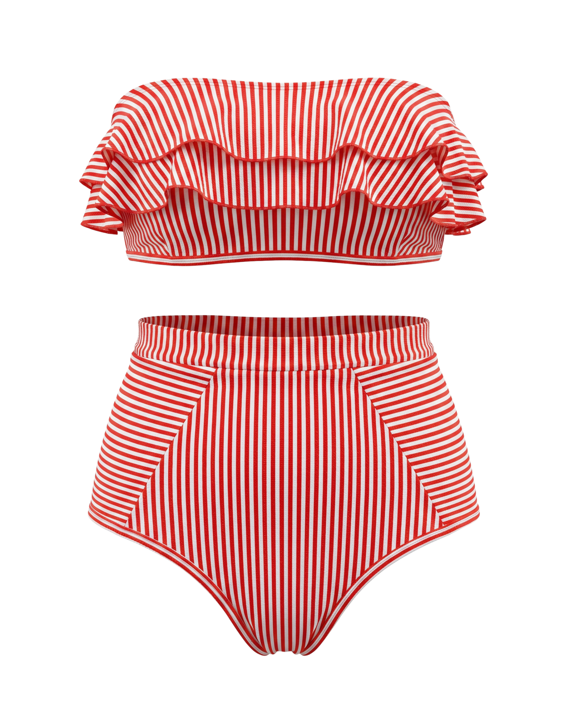 Bikini de Rayas Arcoíris con Cintura Alta