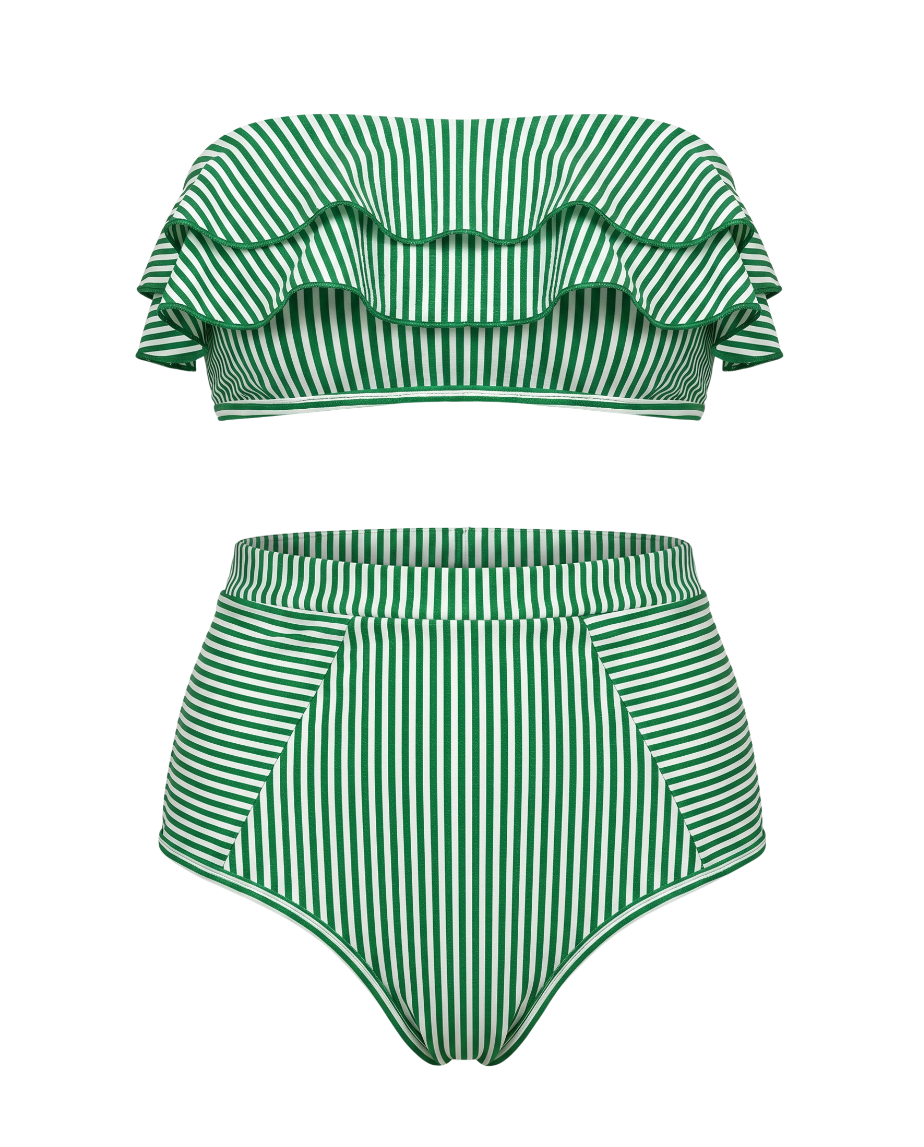 Bikini de Rayas Arcoíris con Cintura Alta