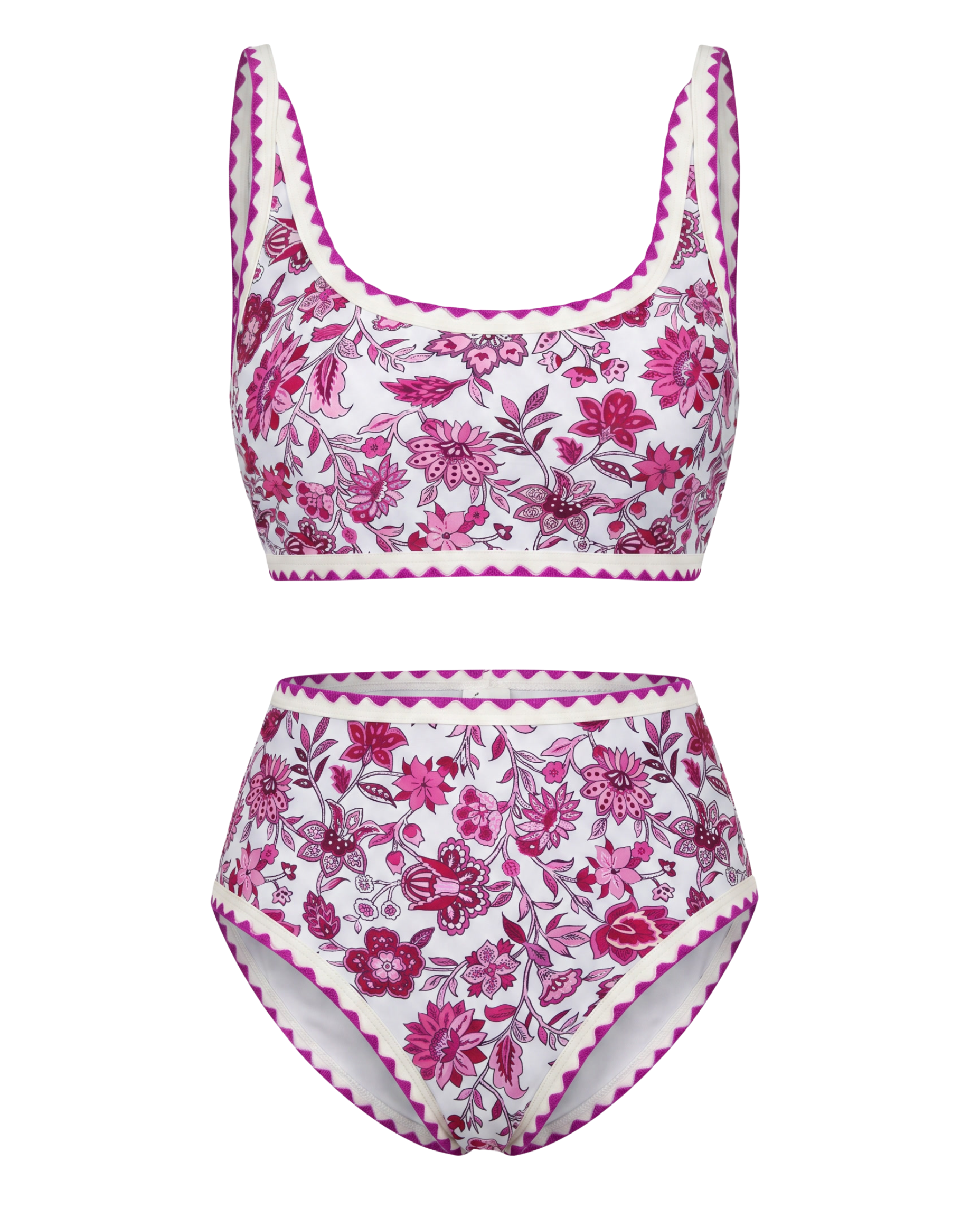 Conjunto de Bikini Floral con Cintura Alta