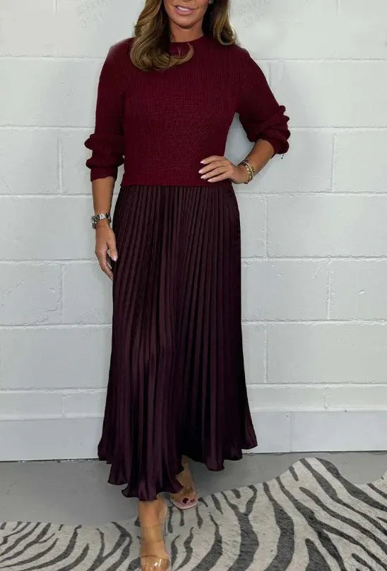 Claudia | Vestido con jersey y falda plisada